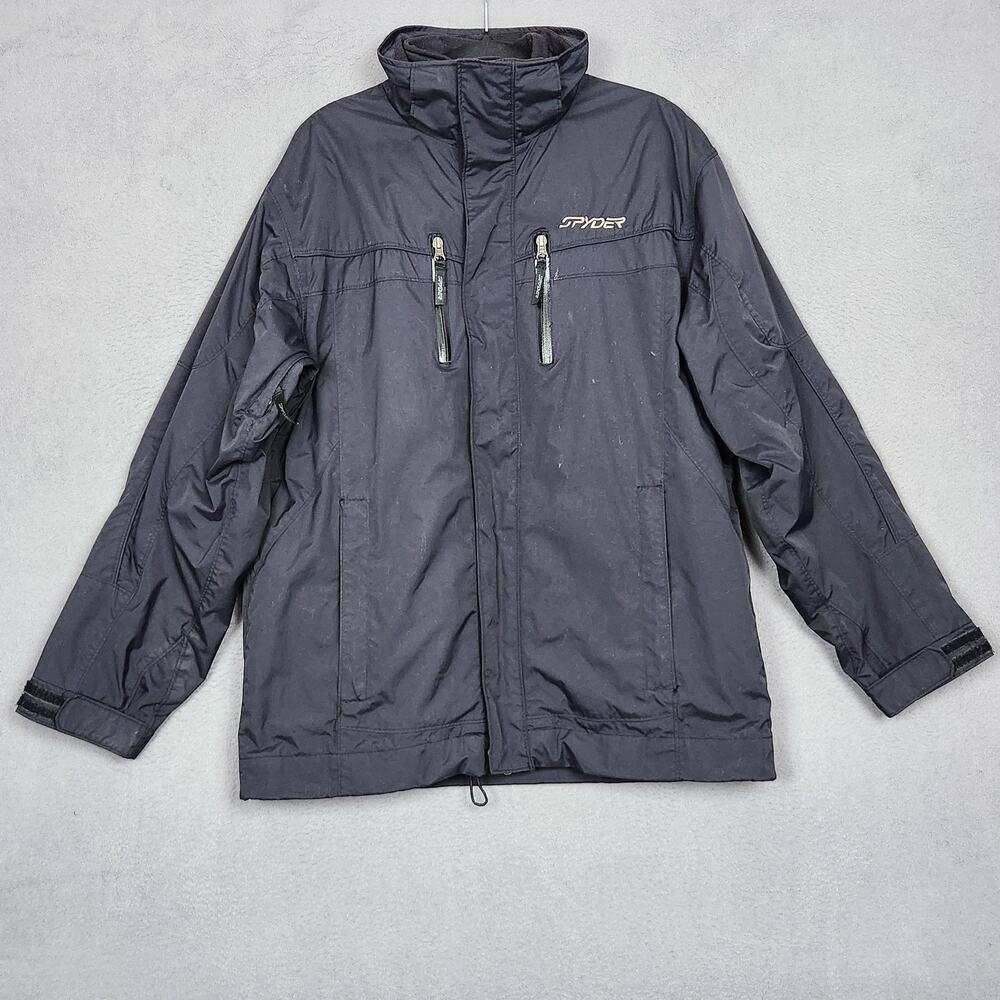 Spyder Jacket Mens Medium Black Team Venom Ski Snow Winter Zip Coat
